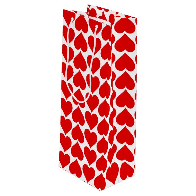 Sacola Para Vinho Padrão de Coração Vermelho, Romântico, Amor (Verso inclinado)