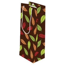 Sacola Para Vinho Padrão De Folhas, Folhas Coloridas, Folhas De Outo