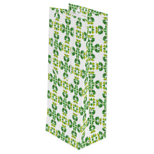 Sacola Para Vinho Padrão de Folhas, Padrão de Folhagens, Folhas Verd