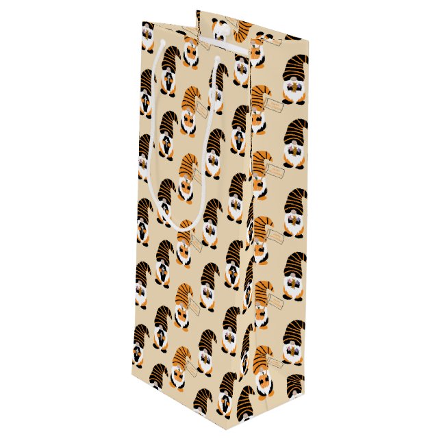 Sacola Para Vinho Padrão De Gnomos, Gnomos Halloween Trick Ou Tratat (Verso inclinado)