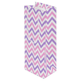 Sacola Para Vinho Padrão de Linha Geométrica Rosa Simples e Púrpura