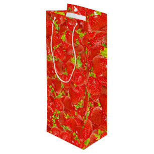 Sacola Para Vinho Padrão de Morangos