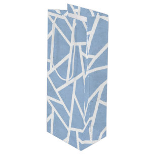 Sacola Para Vinho Padrão de mosaico branco e azul pálido