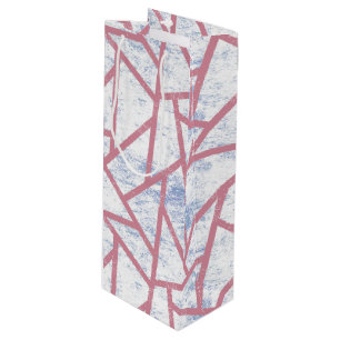 Sacola Para Vinho Padrão de mosaico rosa e azul