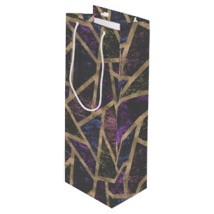 Sacola Para Vinho Padrão de mosaico roxo e ouro