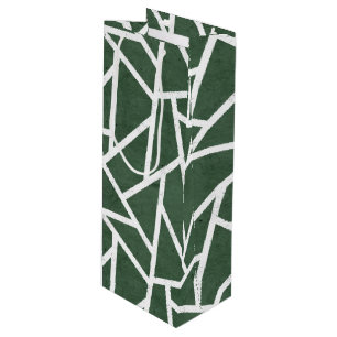 Sacola Para Vinho Padrão de mosaico verde e branco