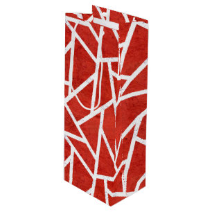 Sacola Para Vinho Padrão de mosaico vermelho e branco