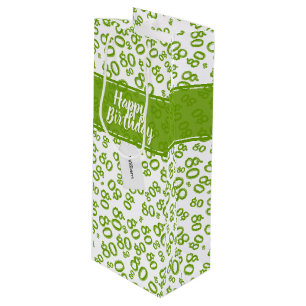 Sacola Para Vinho Padrão de Números Aleatórios 80 Verde/Branco Feliz