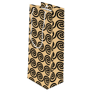 Sacola Para Vinho Padrão de Ondas-Chave Gregas Meander Brown