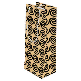Sacola Para Vinho Padrão de Ondas da Chave Meandro Grega Marrom