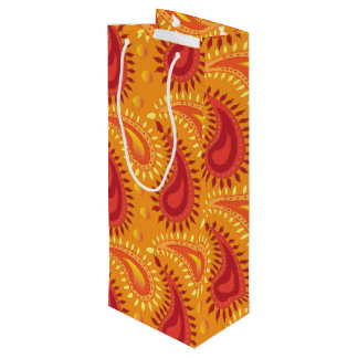 Sacola Para Vinho Padrão de Paisley Persa Laranja Oriental