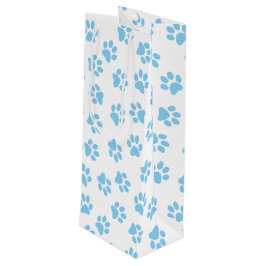 Sacola Para Vinho Padrão De Patas, Patas Cachorros, Patas Azuis Bebi