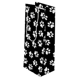 Sacola Para Vinho Padrão De Patas, Patas Cachorros, Patas Brancas