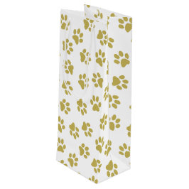 Sacola Para Vinho Padrão De Patas, Patas Cachorros, Pistas De Ouro
