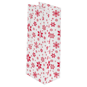 Sacola Para Vinho Padrão do Floco de Neve, Flocos de Neve Vermelhos,