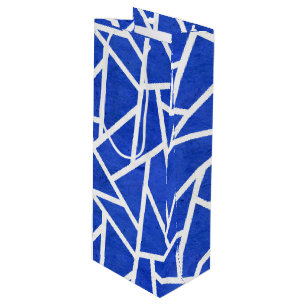 Sacola Para Vinho Padrão do mosaico real azul e branco