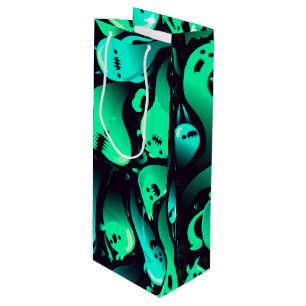 Sacola Para Vinho Padrão Fantasma Neon Verde