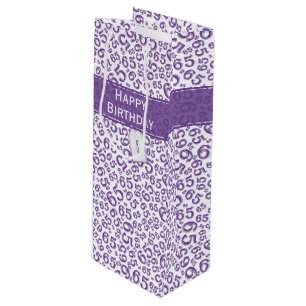 Sacola Para Vinho Padrão feliz de número roxo de Festa de aniversári