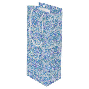Sacola Para Vinho Padrão Floral Azul Elegante