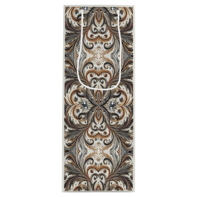 Sacola Para Vinho Padrão floral brilhante com gemstone (Frente)