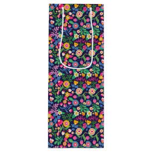 Sacola Para Vinho Padrão Floral Exótico Pintado à Mão-48330