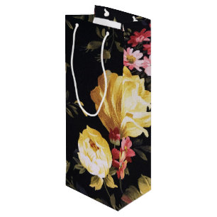 Sacola Para Vinho padrão floral retrô