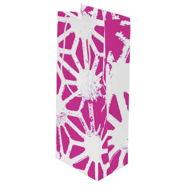 Sacola Para Vinho Padrão geométrico de Fuchsia (Frente inclinada)