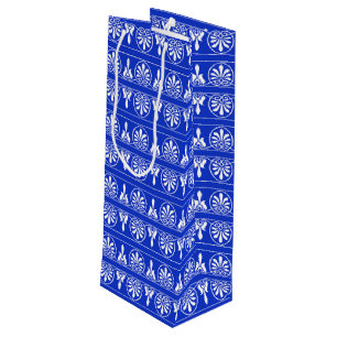 Sacola Para Vinho Padrão Mediterrâneo Árabe Grego Azul