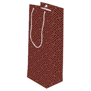 Sacola Para Vinho Padrão Sayagata, Japonês, Borgonha e Dourado