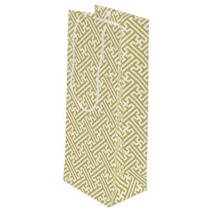 Sacola Para Vinho Padrão Sayagata, Japonês, Dourado e Branco