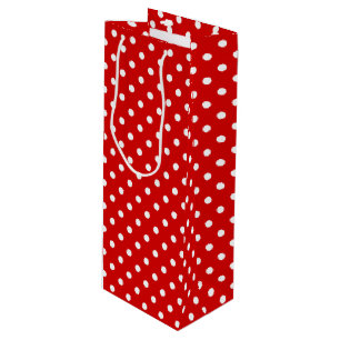 Sacola Para Vinho Padrão Simples De Polkadots Brancos Em Vermelho