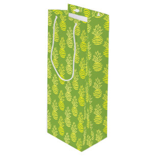 Sacola Para Vinho Padrão verde fruta de abacaxi colorido de verão