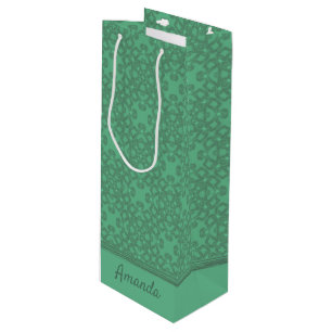 Sacola Para Vinho Padrão verde-menta personalizado