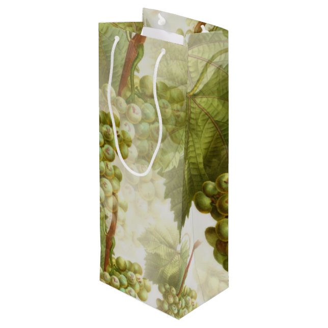 Sacola Para Vinho Padrão Vintage Green Graphics & Leaves (Verso inclinado)