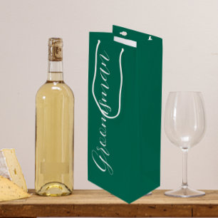 Sacola Para Vinho Padrinho de Casamento com Letra Estilizada Verde E