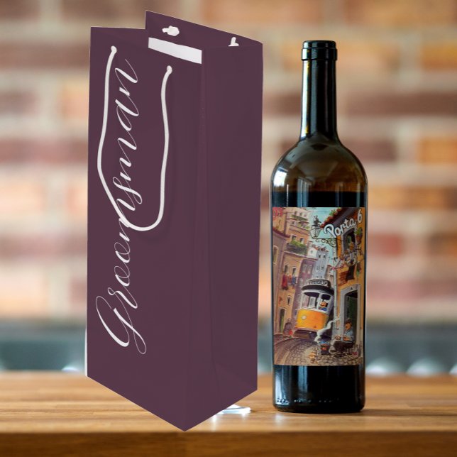 Sacola Para Vinho Padrinho de casamento de Casamento de Script Estil (In Situ)