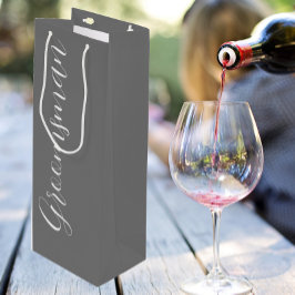Sacola Para Vinho Padrinho de Casamento em Letra Estilizada Cinza Es