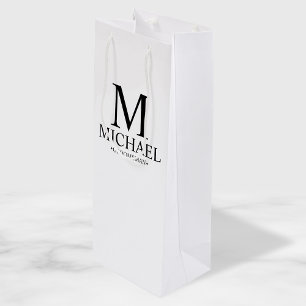Sacola Para Vinho Padrinho de casamento personalizado preto e branco