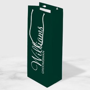 Sacola Para Vinho Padrinho de casamento Personalizado Verde Moderno