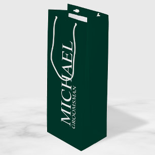 Sacola Para Vinho Padrinho de casamento Personalizado Verde Moderno
