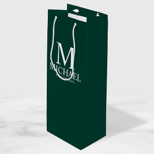 Sacola Para Vinho Padrinho de casamento Personalizado Verde Moderno