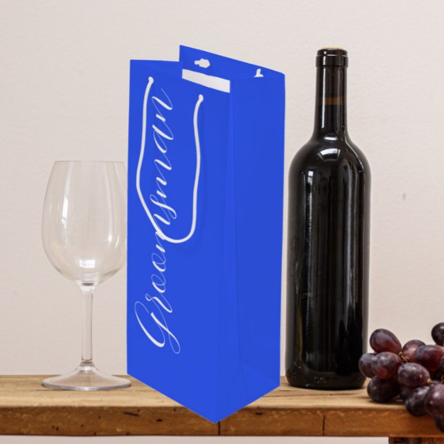 Sacola Para Vinho Padrinho de casamento Real Azul Estilizado de Casa (In Situ)