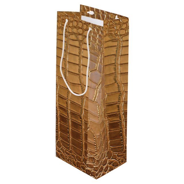 Sacola Para Vinho Padrões da pele dos animais de couro crocodilo (Frente inclinada)