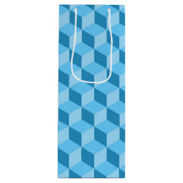 Sacola Para Vinho Padrões GEOMÉTRICOS DE CUBO AZUIS BRILHANTES