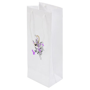 Sacola Para Vinho Paisley Floral Motif - Laranja Roxo-Branco-Boho
