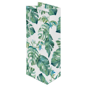 Sacola Para Vinho Palma De Monstera Verde Tropical Deixa Aquarela