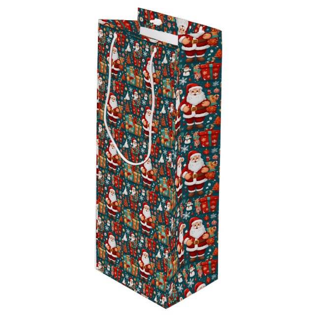 Sacola Para Vinho Papais noeis Festivos Delícia (Frente inclinada)