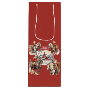 Sacola Para Vinho Papais noeis Vermelhos Do Natal Ocidental No Horse