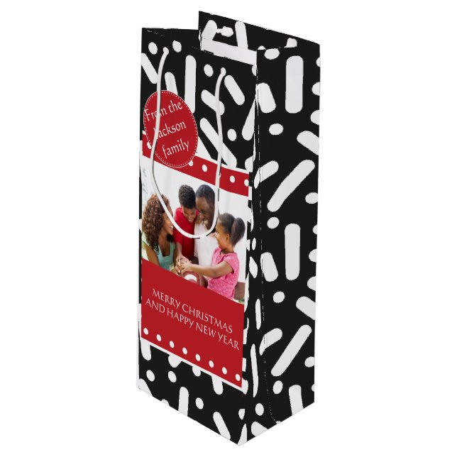 Sacola Para Vinho Papel de carta e presentes de Natal na neve (Frente inclinada)