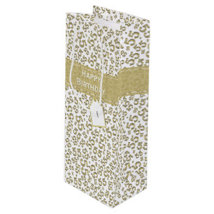 Sacola Para Vinho Parabéns, 55 anos, padrão numérico Dourado/branco